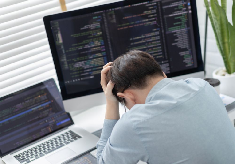 man frustrated with malware and wanting to fix hacked site