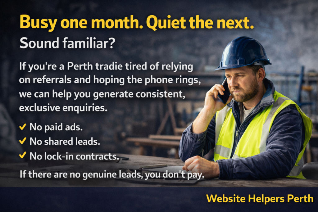 Perth Trademan answering his phone, talking to a new customer regarding quoting a job in Fremantle